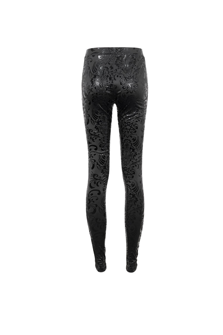 Black Stretch Pentagram Knit Special Print Women's Gothic Leggings - Product - 8