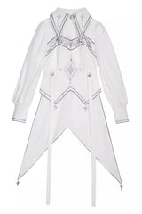 White Bionic Dimension Futuristic Mechanical Style Print Ouji Fashion Lolita Top - Product - 3
