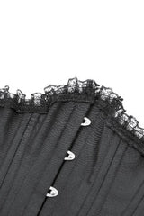 Black Sleeveless Lace Irregular Lace-Up Women's Gothic Underbust Corset - Product - 18
