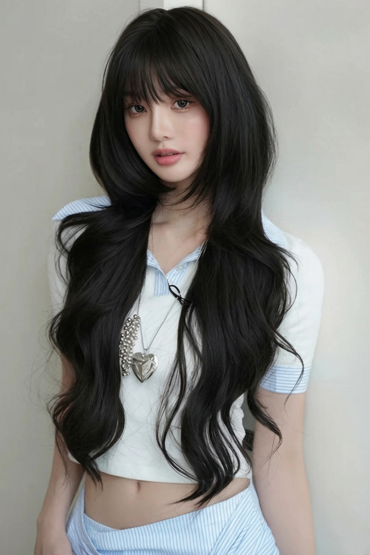Blackish Brown Effortless Fluffy Layered Sweet Lolita Long Loose Big Wave Wig - Product - 5