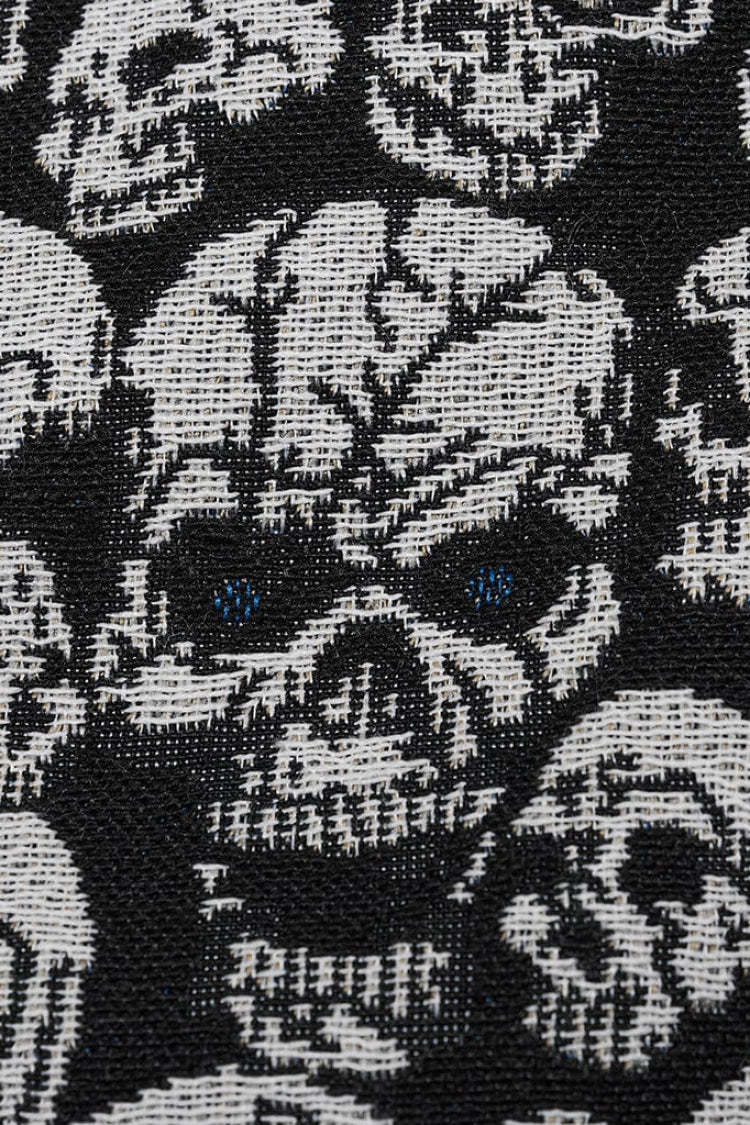 White/Black Contrast Sleeveless Skulls Print Jacquard Hollow Mens Gothic Vest - Product - 7