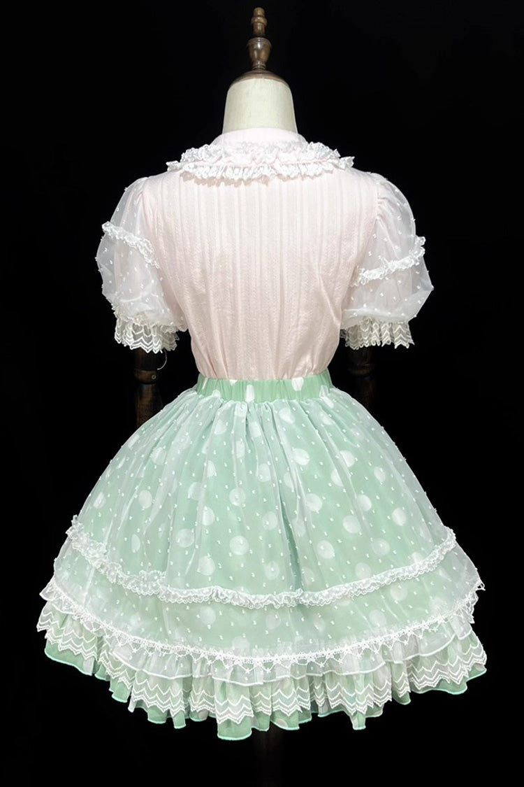 [Wave Candy] Triple-Layered Print Ruffle Bowknot Sweet Lolita Skirt 3 Colors - Product - 17