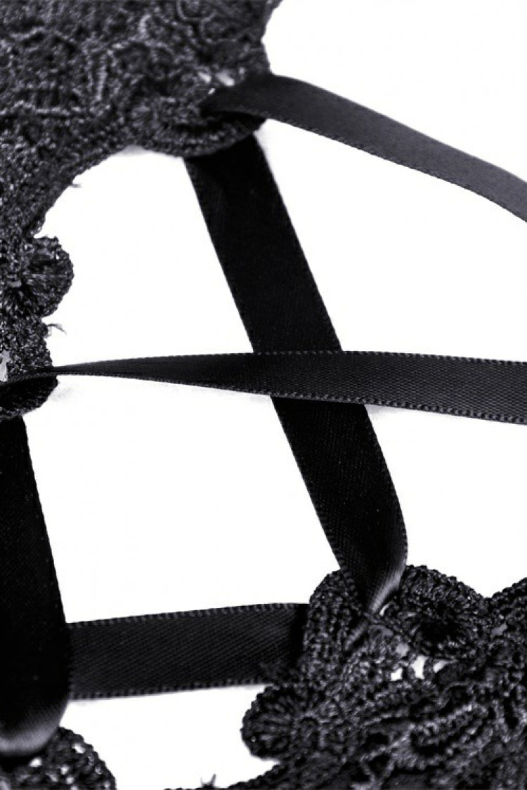 Black Floral Embroidered Lace-Up Strappy Women's Gothic Gorgeous Corset - Product - 12