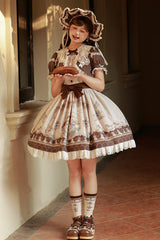 Sea Salt Fairy Tale Doll Short Sleeves Print Ruffle Bowknot Sweet Lolita Dress 2 Colors - Product - 6