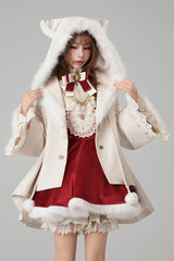Beige [Clock of Reincarnation Cycles] Cat Ears Magic Hooded Sweet Lolita Coat Cloak - Product - 3