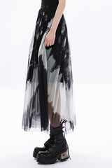 Rose Print Embroidery Stitching Lace Sheer Mesh Women's Gothic Skirt 2 Color - Product - 11