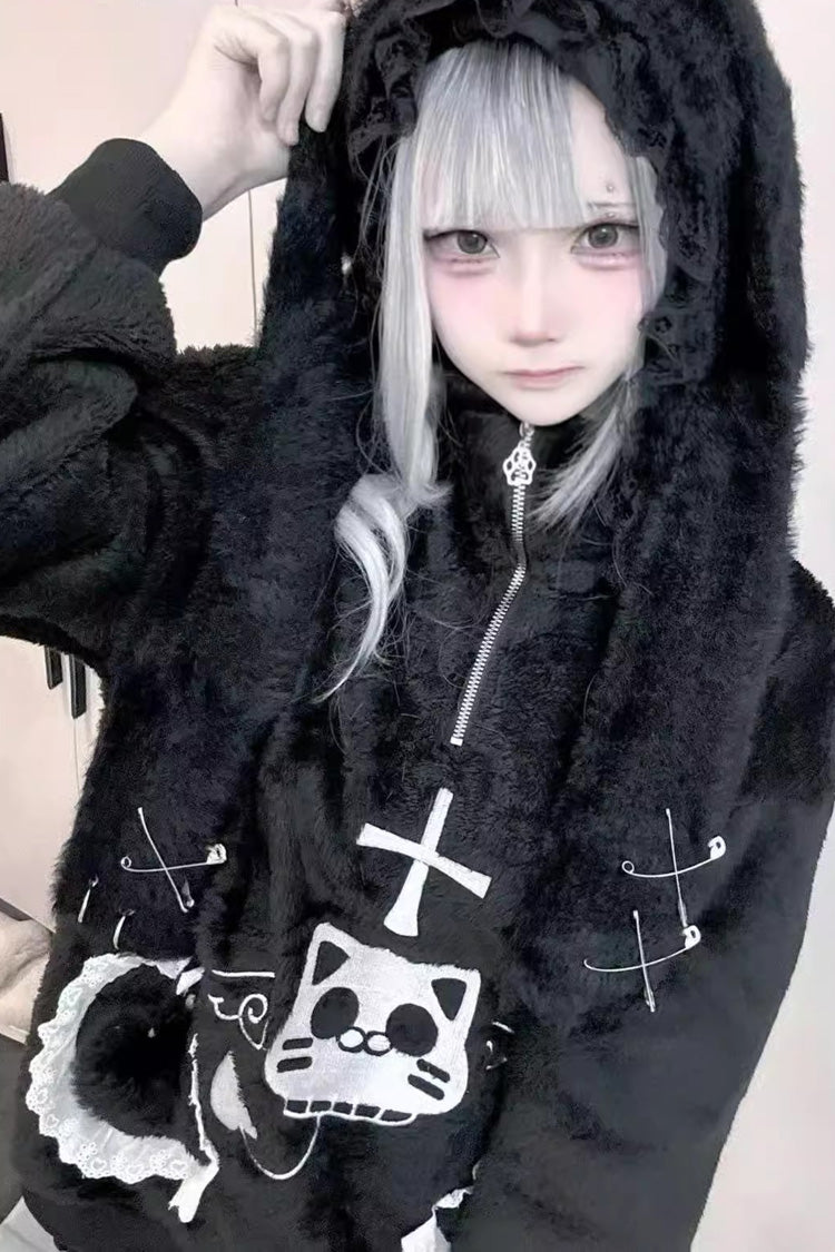 [Lop-eared Rabbit] Long Rabbit Ears Jirai Kei Lolita Knitted Hat - Product - 4