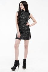 Jacquard Dragon Print Slim Women's Gothic Cheongsam Dress 2 Colors - Product - 4