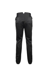 Black Retro High Waist Pattern Side Side Adjustable Leather Men's Gothic Pants - Product - 7