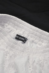 White Irregular Lace Splice  Multi-Layered Women's Gothic Skirt - Product - 13