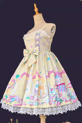 [Macaron Dolly House] Sleeveless Print Bowknot Lace-Up Sweet Lolita Jsk Dress 3 Colors - Product - 6