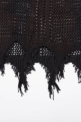 Black V Collar Knitted Hollow Mesh Women's Gothic Dress - Product - 6