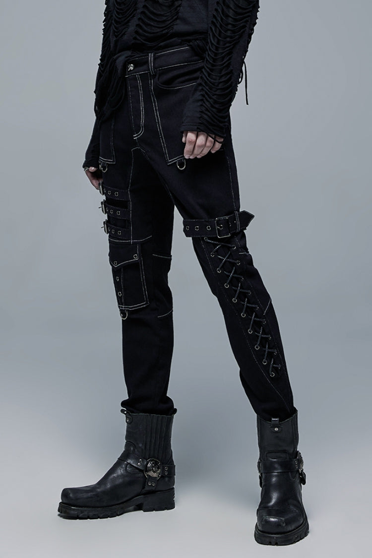 Multi Pockets Buckles Detachable Men's Steampunk Pants 2 Colors - Product - 2