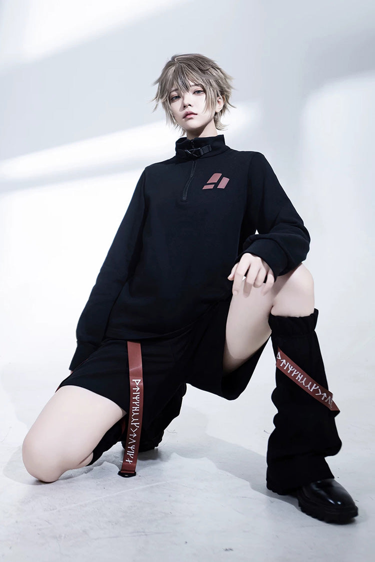 Black [Nameless Blade] Stand Collar Long Sleeves Gothic Prince Ouji Lolita Shorts Set - Product - 8