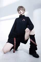 Black [Nameless Blade] Stand Collar Long Sleeves Gothic Prince Ouji Lolita Shorts Set - Product - 8