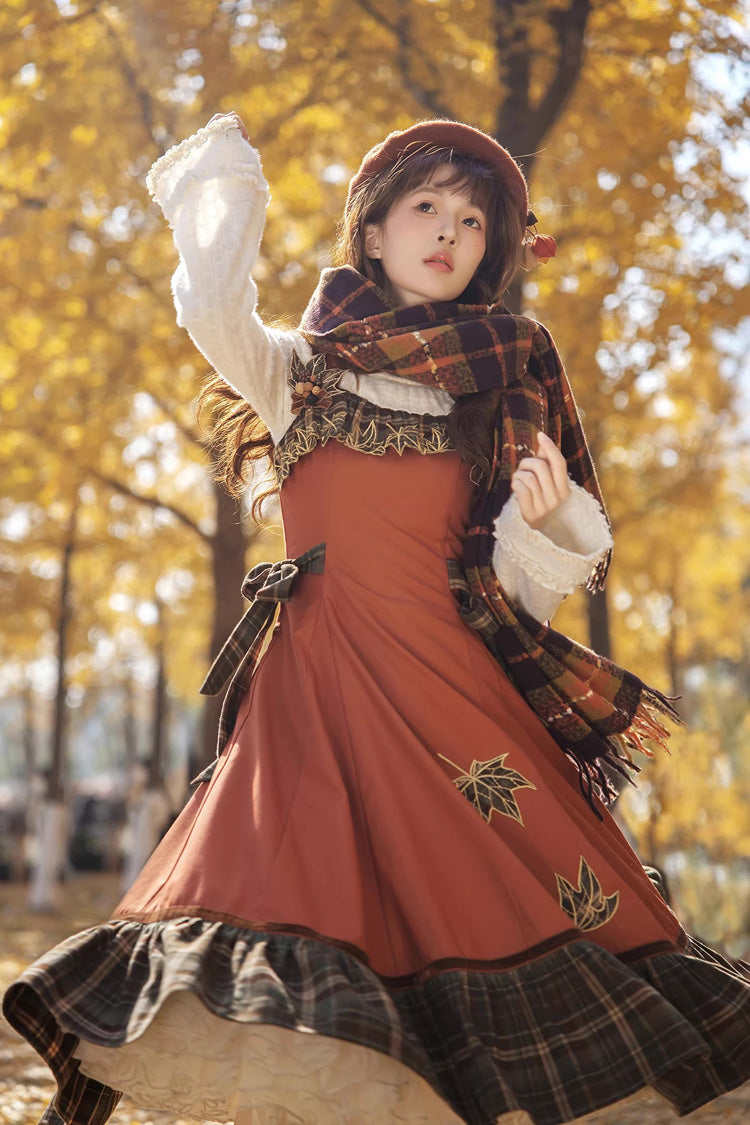 [Autumn Chronicles] Sleeveless Printed Ruffled Embroidered Spliced Slim Sweet Lolita Jsk Dress - Product - 2