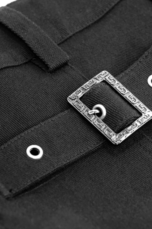 Black Punk Gothic With Side Bottons And Side Flocking Wedding Mens Pants - Product - 7