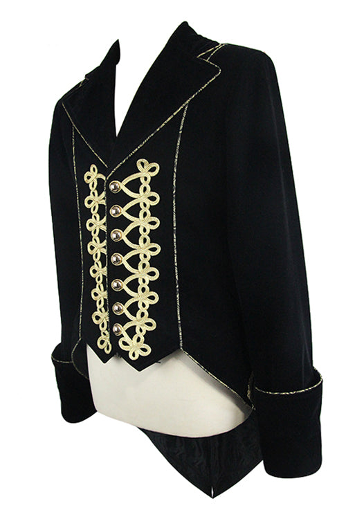 Golden Disc Flowers Hand Embroidered Gothic Mens Coat - Product - 5