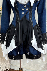 Blue [Chris Son of Evil] Long Sleeves Irregular Prince Handsome Ouji Lolita Coat - Product - 4