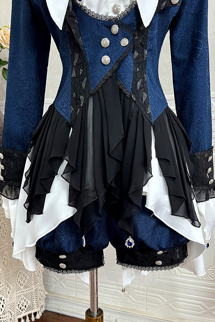 Blue [Chris Son of Evil] Long Sleeves Irregular Prince Handsome Ouji Lolita Coat - Product - 4