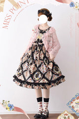 Cat Rose Tea Sleeveless Print Ruffle Bowknot Sweet Lolita Jumper Dress 3 Colors - Product - 10