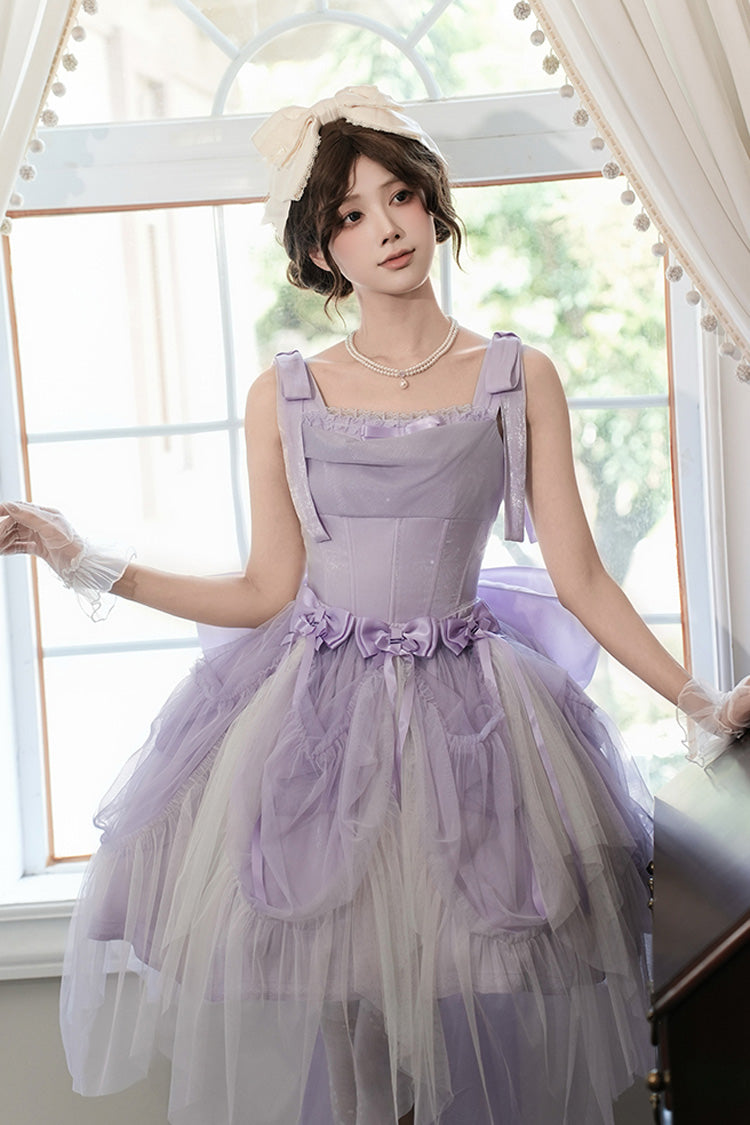 Purple [Foamy Sea] Sleeveless Ruffle Bowknot Fishbone Sweet Lolita Jsk Dress - Product - 3