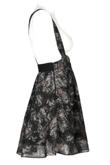 Black Super Cool Chiffon Lace Cat Print Straps Waist Low Cut A-Shaped Wide Hem Suspender Gothic Women's Skirt - Product - 6