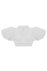 Detachable Pad Short Sleeves Hollow Lace Sweet Lolita Blouse 3 Colors - White - 2