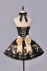 Black/Gold [Sugar Bear] Jacquard Ruffled Bow Lace Sweet Classic Lolita Dress 2 Versions - Product - 15