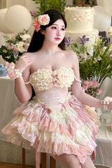 Dream of Love Multi-Layered Ruffle Bowknot Lace Sweet Lolita Dress 2 Colors - Product - 10
