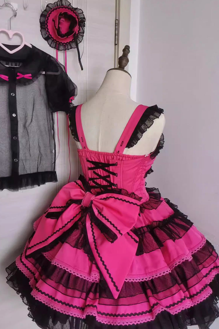 Rose Pink Pray Multi-Layered Bowknot Lace Sweet Lolita Dress - Product - 3