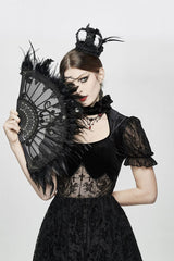 Black Feather Rose Lace Edging Cross Women's Gothic Crown Headwear - Product - 4