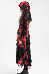 Black/Red Long Sleeves Lace Ripped Zipper Women's Punk Coat - Product - 7