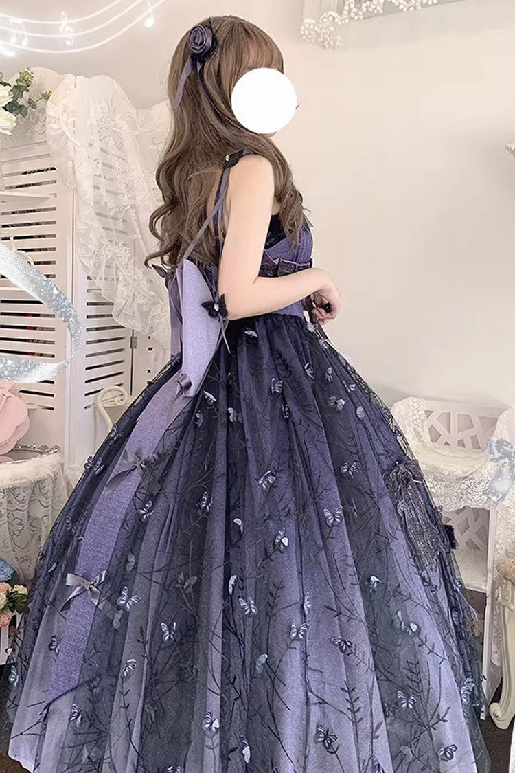 Purple [Starry Night Solo] Sleeveless Jacquard Bow Lace-Up Sweet Princess Lolita Jsk Dress - Product - 6