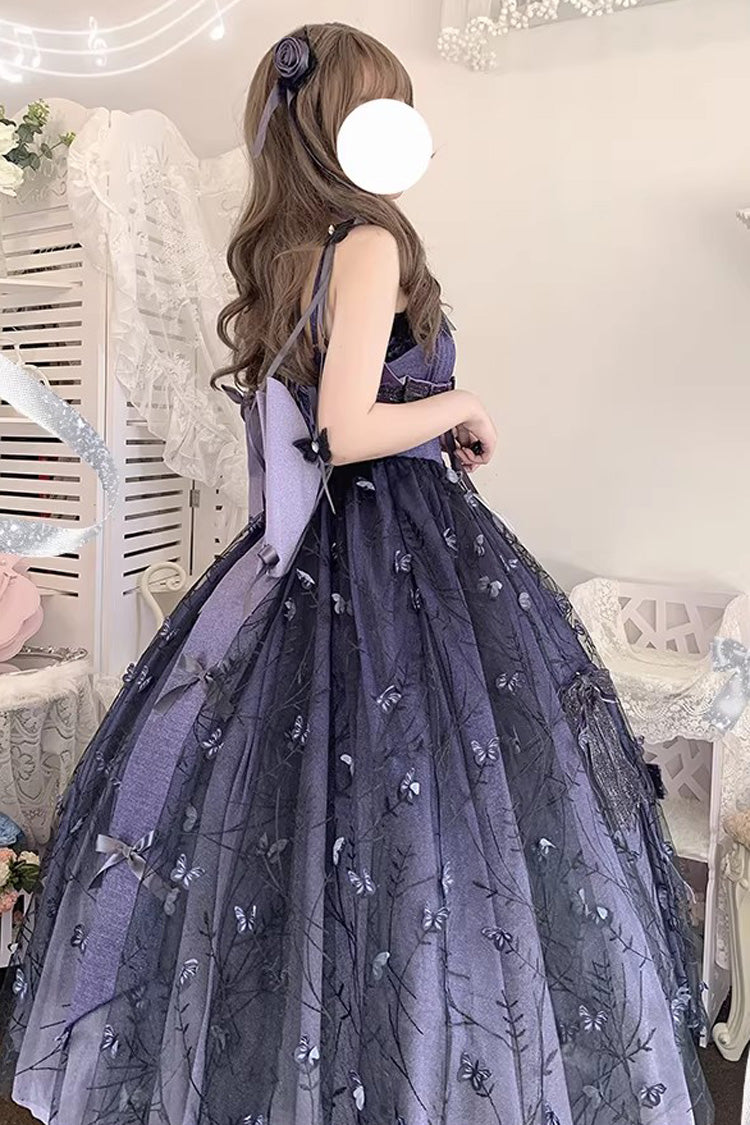 Purple [Starry Night Solo] Sleeveless Jacquard Bow Lace-Up Sweet Princess Lolita Jsk Dress - Product - 6