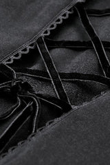 Black Long Sleeves Ruffled Lace-Up Women's Punk Long Jacket with Hood - Product - 17