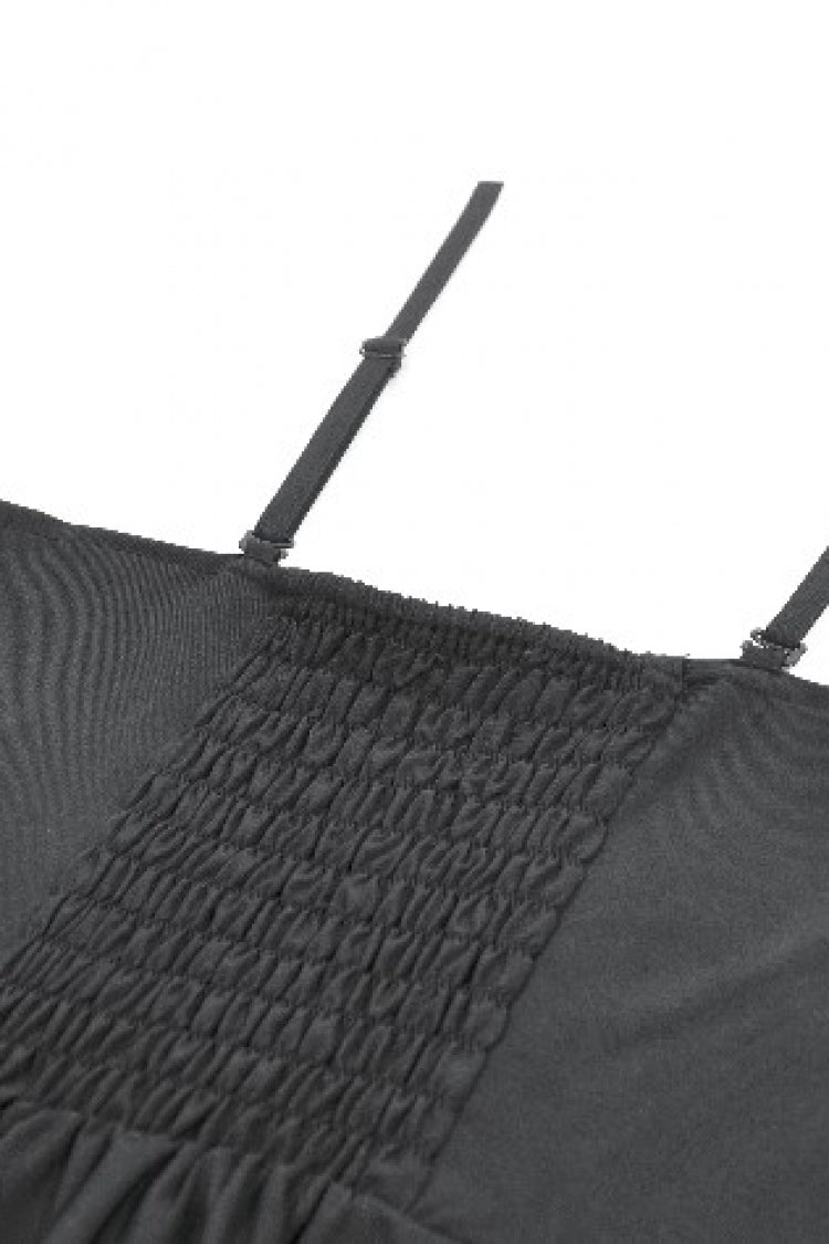 Black Sleeveless Mesh Spliced Studded Zipper Women's Punk Slip Dress - Product - 15