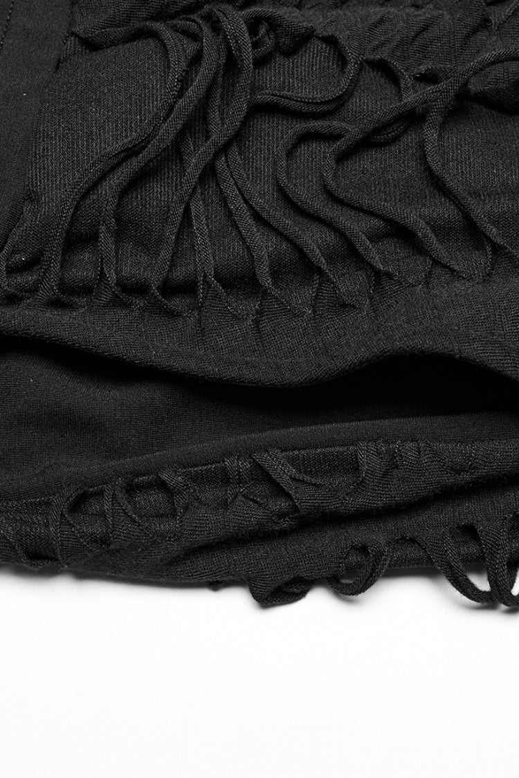Black Horizontal Striped DecorationRipped Men's Gothic Loose Pants - Product - 8