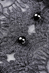 Black Lace Long Puff Sleeves Women's Gothic Velet Dress - Product - 16