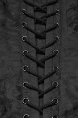 Black Sleeveless Rose Jacquard Lace-Up Women's Gothic Overbust Corset - Product - 8