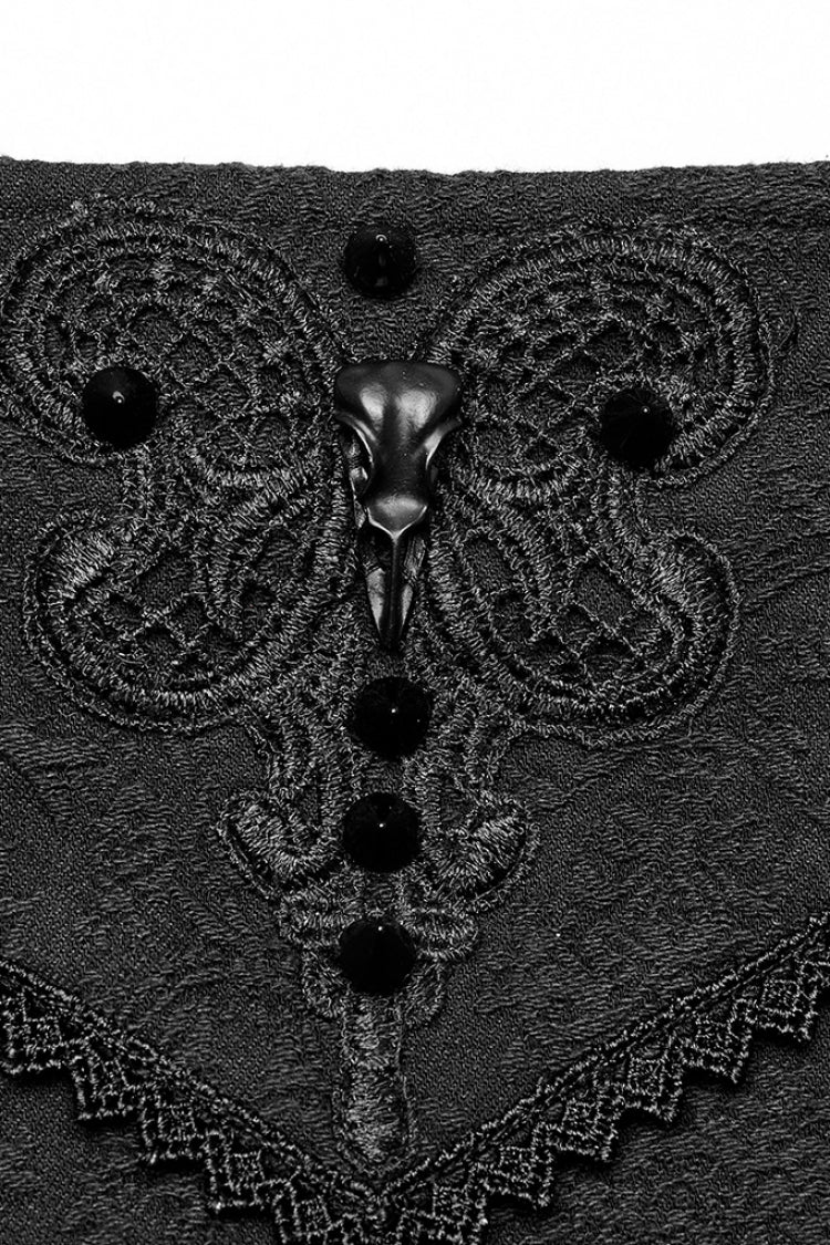 Black Jacquard Butterfly Embroidery Lace Irregular Women's Steampunk Skirt - Product - 5