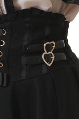 Japanese High Waisted Ruffle Mesh Belt Buckles Jirai Kei Skirt 3 Colors - Product - 10