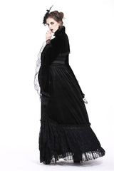 Black Lace Stand Collar Multi-Layered Long Trumpet Sleeves Rosette Velour Women's Gothic Bolero - Product - 11