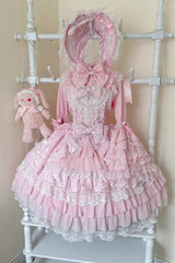 [Love Feather] Multi-Layered Hanayome Bowknot Lace Sweet Gorgeous Lolita Jsk Dress 4 Colors - Product - 3
