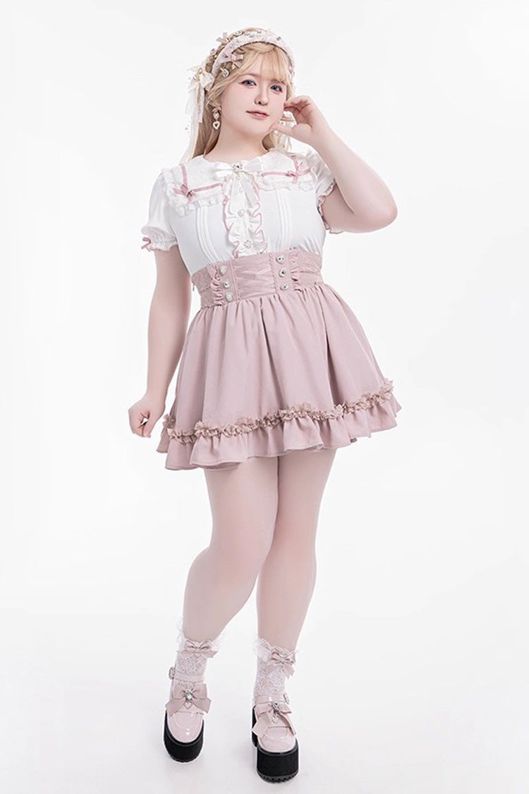Sweet Ruffle Lace Lace-Up Japanese Jirai Kei Skirt 4 Colors - Product - 6