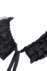 Black Ruffled Off Shoulder Long Bishop Sleeves Lace Women's Gothic Cape - Product - 12