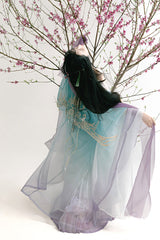 Multi-Color Off Shoulder High Waisted Embroidery Women's Classic Hanfu Dress Full Set - Product - 4
