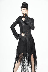 Black Dragon Spine Hole Decoration Long Sleeves Gothic Dress - Product - 9