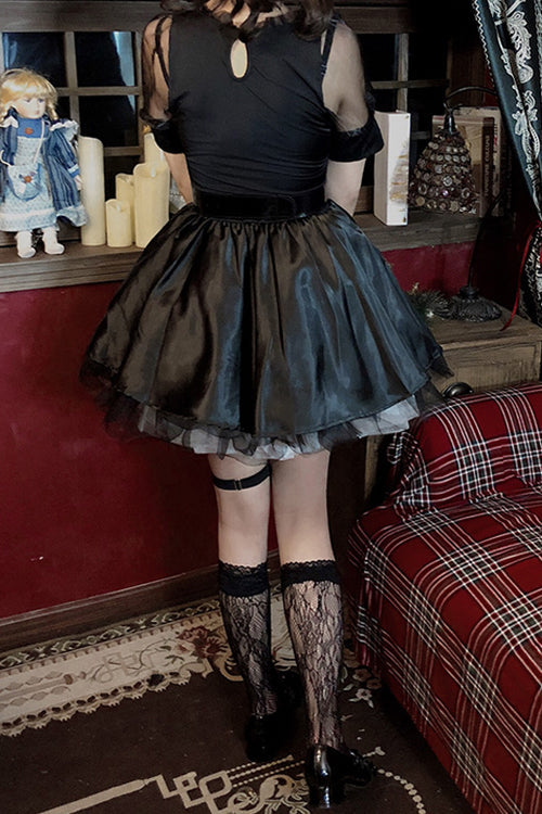 Black V Collar Demon Witch Gothic Lolita Dress Full Set - Product - 6