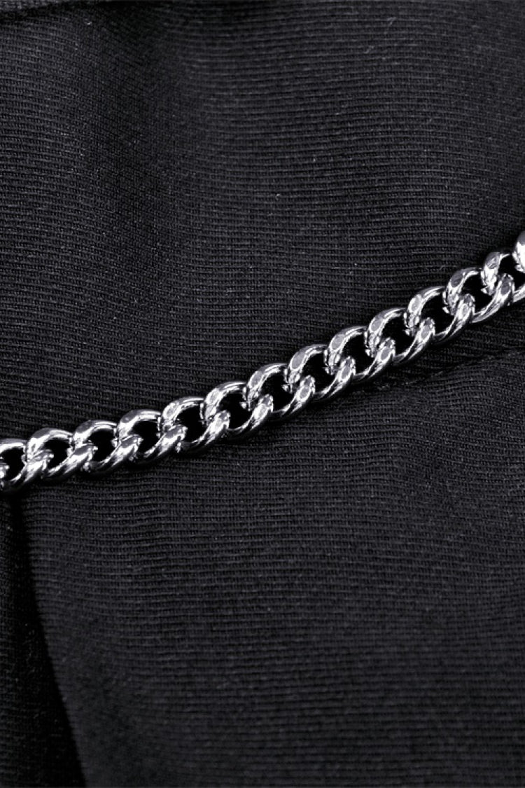 Black Pleated Big-pocket Chain-Decorated Women's Punk Mini Skirt with Belt - Product - 14